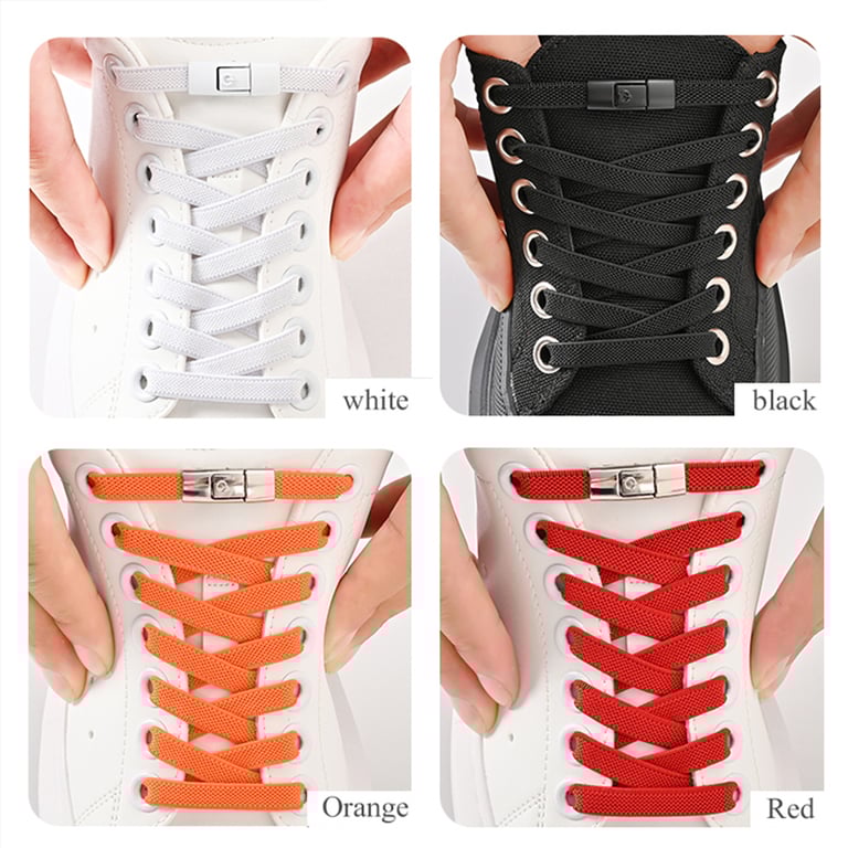 Elastic Press Lock Shoelaces for Kids and Adults - Convenient No Tie Design, Widened Flat Design for Stability, Comfortable and Stylish - Adjustable Length, Secure Fit, Variety of Colors - Ideal for Sneakers and Active Individuals