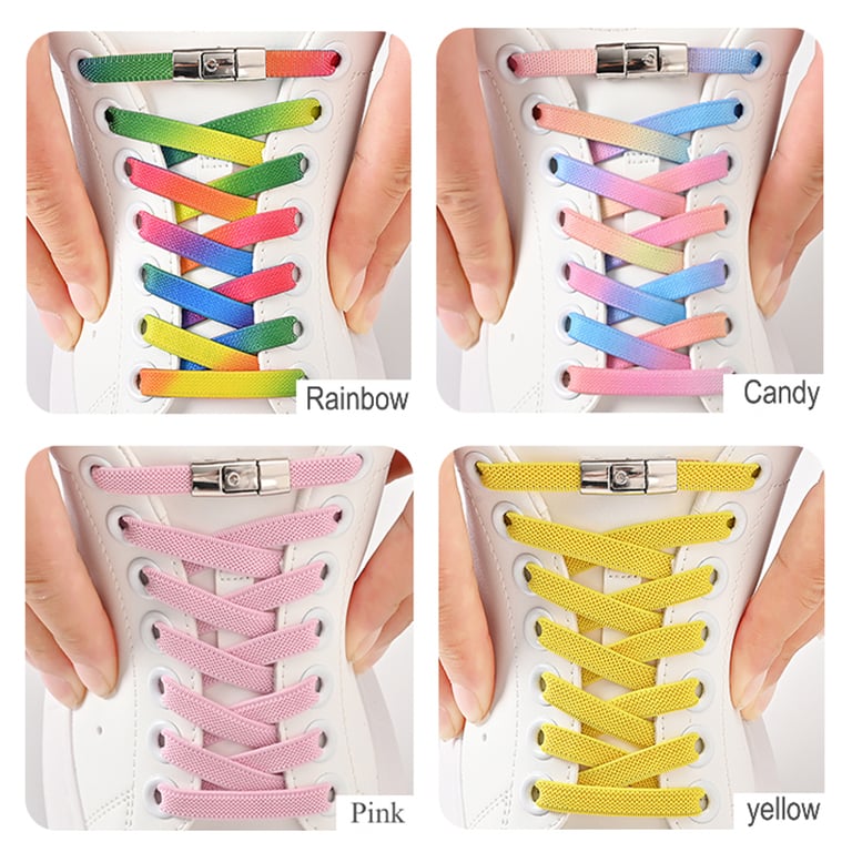 Elastic Press Lock Shoelaces for Kids and Adults - Convenient No Tie Design, Widened Flat Design for Stability, Comfortable and Stylish - Adjustable Length, Secure Fit, Variety of Colors - Ideal for Sneakers and Active Individuals