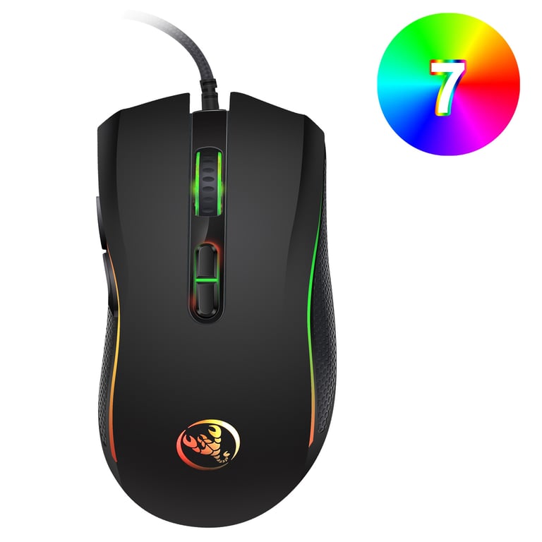 Professional Gaming Mouse with 7 LED Backlit Colors, Ergonomic Design, and 3200 DPI for LOL CS Gamers - High Precision Optical Mouse for Competitive Gaming