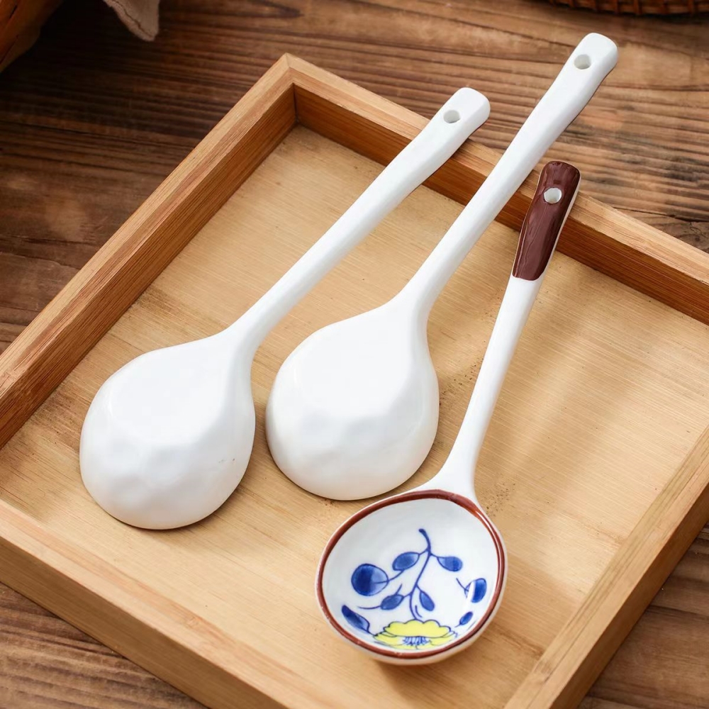 Hand-Painted Ceramic Dessert Spoons Gift Set - Eco-Friendly Underglaze Paint - Long-Handled Spoon for Stirring and Serving - Unique and Elegant Designs - High-Quality Material for Durability and Safety - Ideal for Eco-Conscious Consumers and Aesthetic Dining Experiences