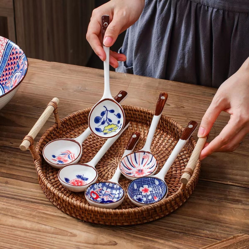 Hand-Painted Ceramic Dessert Spoons Gift Set - Eco-Friendly Underglaze Paint - Long-Handled Spoon for Stirring and Serving - Unique and Elegant Designs - High-Quality Material for Durability and Safety - Ideal for Eco-Conscious Consumers and Aesthetic Dining Experiences