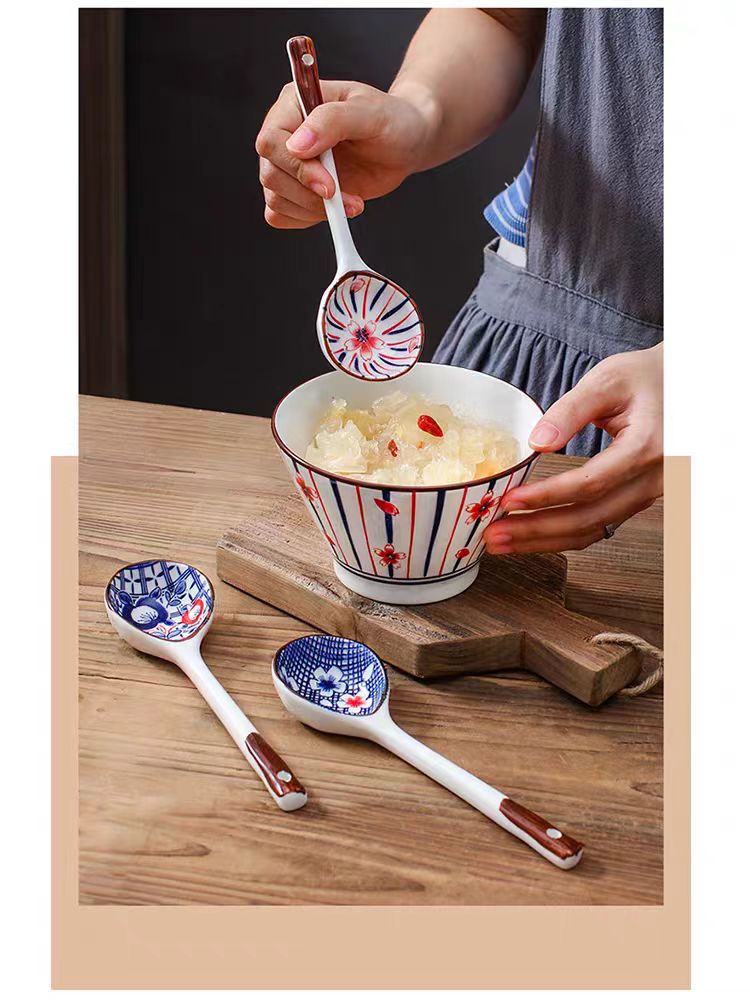 Hand-Painted Ceramic Dessert Spoons Gift Set - Eco-Friendly Underglaze Paint - Long-Handled Spoon for Stirring and Serving - Unique and Elegant Designs - High-Quality Material for Durability and Safety - Ideal for Eco-Conscious Consumers and Aesthetic Dining Experiences