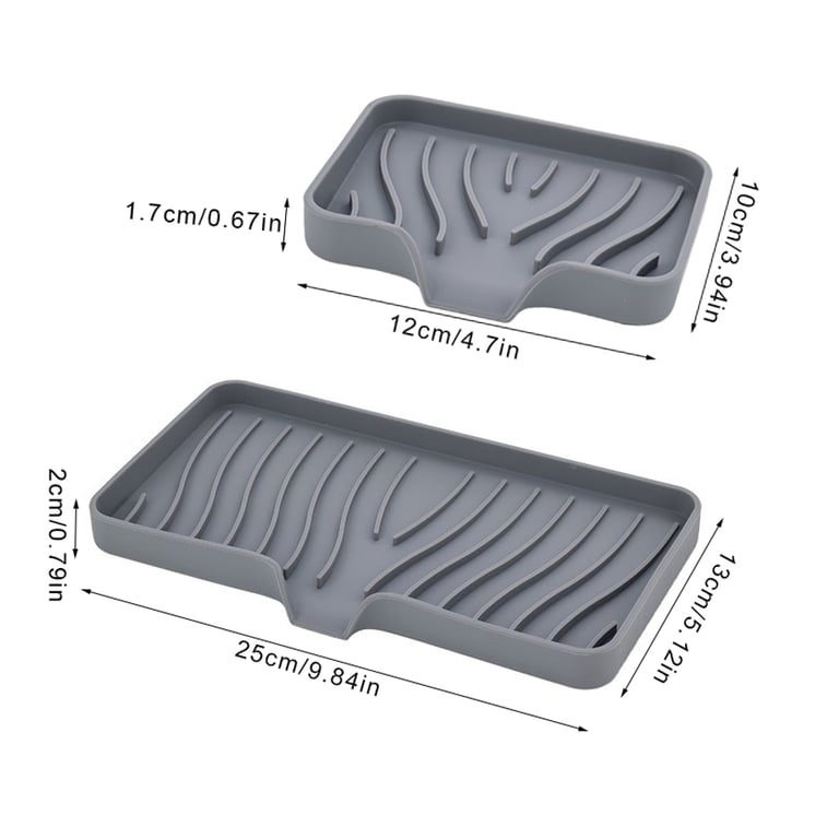 Silicone Self-Draining Soap Bar Holder Tray with Space-Saving Design for Kitchen Sink - Durable, Mold-Resistant, and Versatile Organizer for Soap, Sponges, and Kitchen Tools - Non-Slip Base and Raised Edges for Easy Access and Neat Countertops