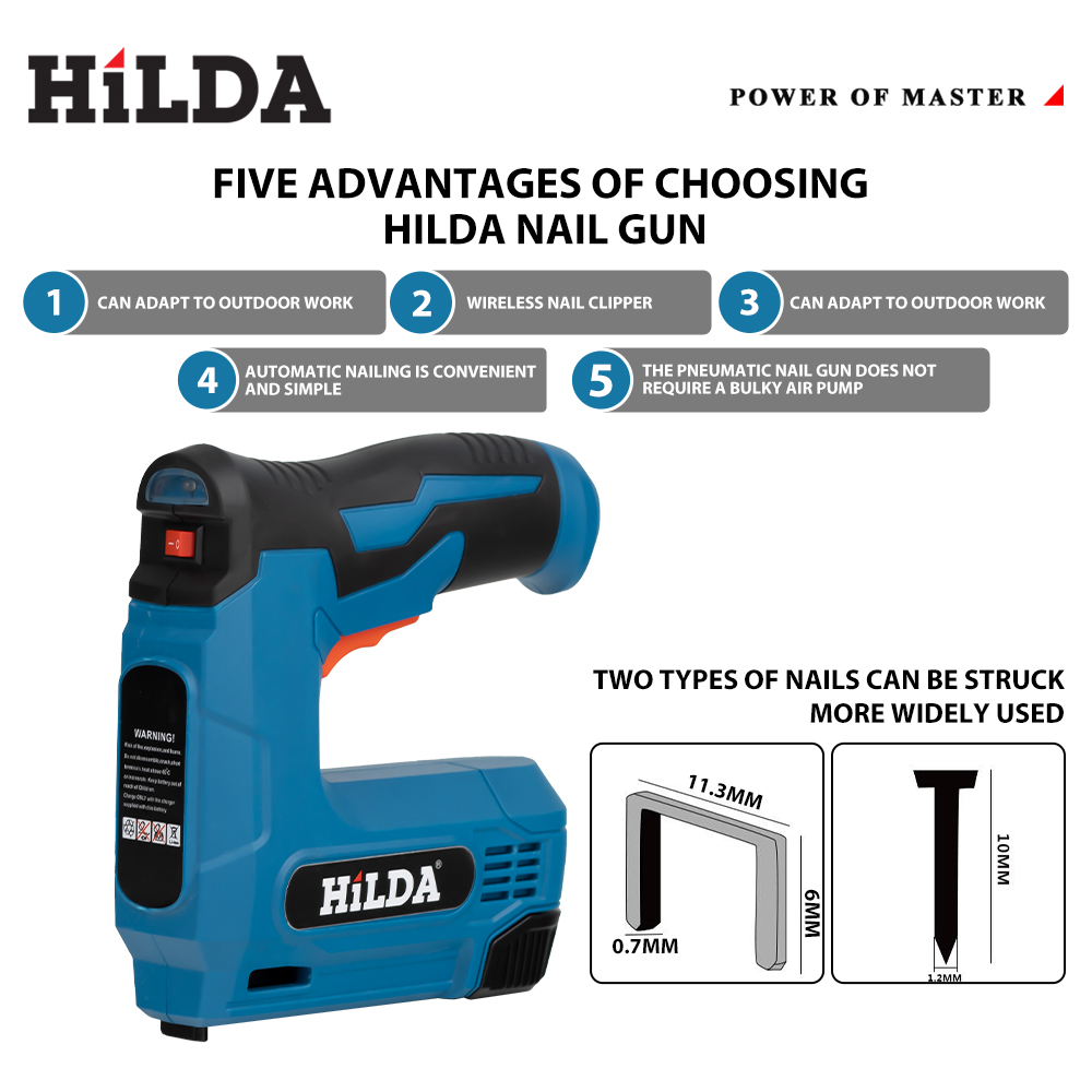 HILDA USB Electric 2-in-1 Air Nail Gun - Powerful Pneumatic Stapler for Woodworking Projects, Efficient Operation with 2000 Staples Capacity, Durable Construction for Longevity, Easy-to-Use Controls, Compact and Portable Tool for Versatile Applications