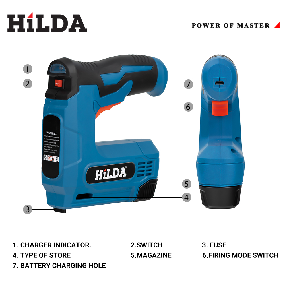 HILDA USB Electric 2-in-1 Air Nail Gun - Powerful Pneumatic Stapler for Woodworking Projects, Efficient Operation with 2000 Staples Capacity, Durable Construction for Longevity, Easy-to-Use Controls, Compact and Portable Tool for Versatile Applications