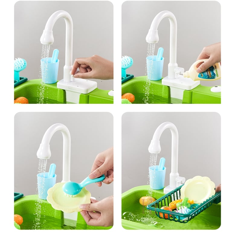 Interactive Kids Kitchen Sink Toy with Electric Dishwasher, Play Food, and Fishing Toy - Lights, Sounds, and Role-Playing Fun for Girls - Durable & Safe Pretend Playset for Creative & Imaginative Playtime