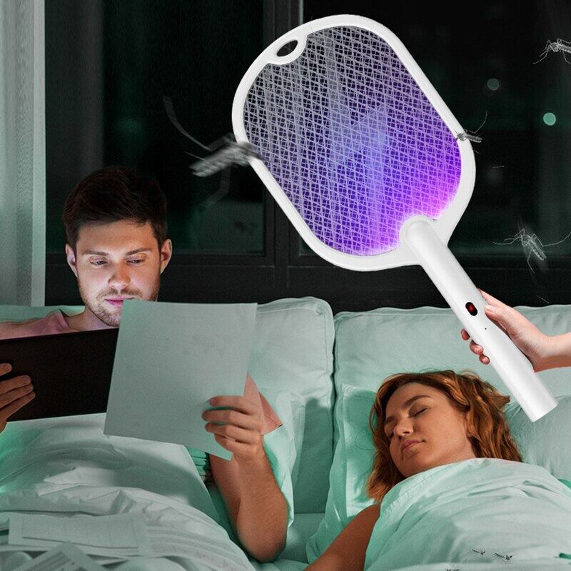 3-in-1 Electric Mosquito Swatter with 3000V Voltage, Type-C Rechargeable Battery, Safe & Chemical-Free - Portable Insect Killer Lamp, Fly Killer - Eco-Friendly Pest Control Solution for Home & Outdoor Use