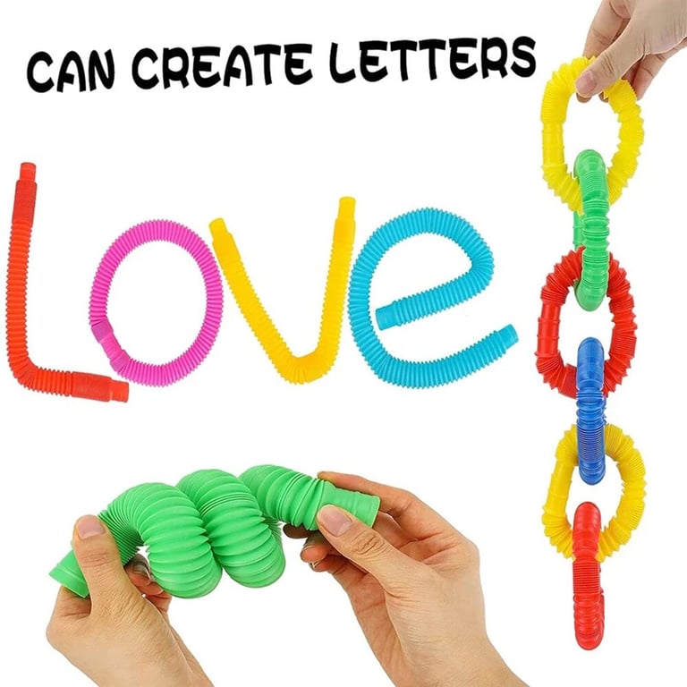 8PCS Colorful Telescopic Tube Pop Toy Stretching Tube for Stress Relief and Fine Motor Skills Development - Fidget and Educational Sensory Toy for Kids and Adults - Vibrant Colors, Telescopic Design, Durable Construction - Anxiety Reducing Toy for Focus and Relaxation