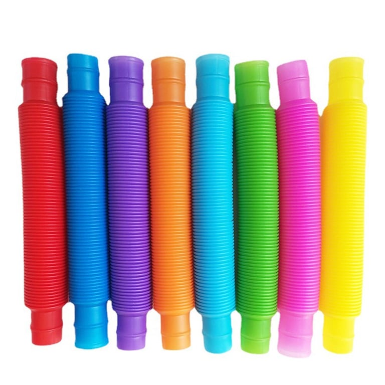 8PCS Colorful Telescopic Tube Pop Toy Stretching Tube for Stress Relief and Fine Motor Skills Development - Fidget and Educational Sensory Toy for Kids and Adults - Vibrant Colors, Telescopic Design, Durable Construction - Anxiety Reducing Toy for Focus and Relaxation