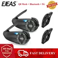 EJEAS Q8 Motorcycle Helmet Headset Intercom with Bluetooth 5.1 Technology, EUC Remote Walkie Talkie, IP67 Waterproof, Noise Cancellation, Long Battery Life - Ideal for Group Rides, Clear Communication, Durability, and Extended Usage