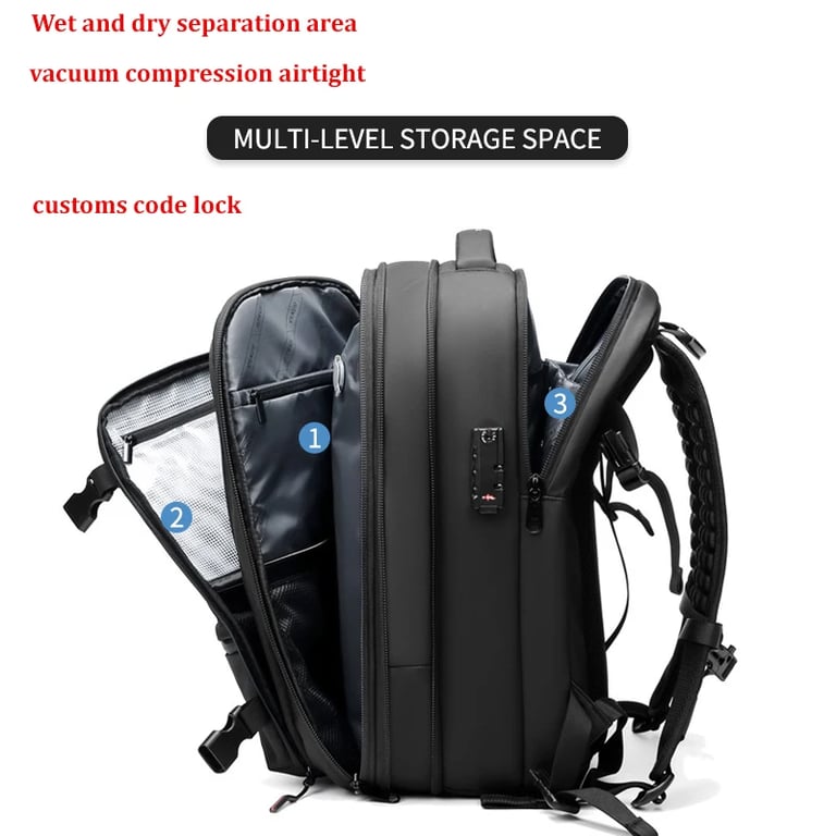 Travel Men 17 Inch Laptop Backpack with Vacuum Compression | Multi-functional, Durable, and Comfortable Backpack for Business, School, and Outdoor Activities | Large Capacity, Padded Shoulder Straps, Organized Storage, Stylish Design | Ideal for Modern Travelers