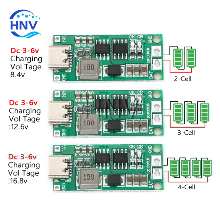 Multi-Cell Type-C Step-Up Boost Charger for 2S/3S/4S LiPo and Li-Ion Batteries - Efficient 8.4V/12.6V/16.8V Charging, Compact Portable Design, Safe Overcharging Protection - Compatible with 18650 Lithium Batteries and Various Devices