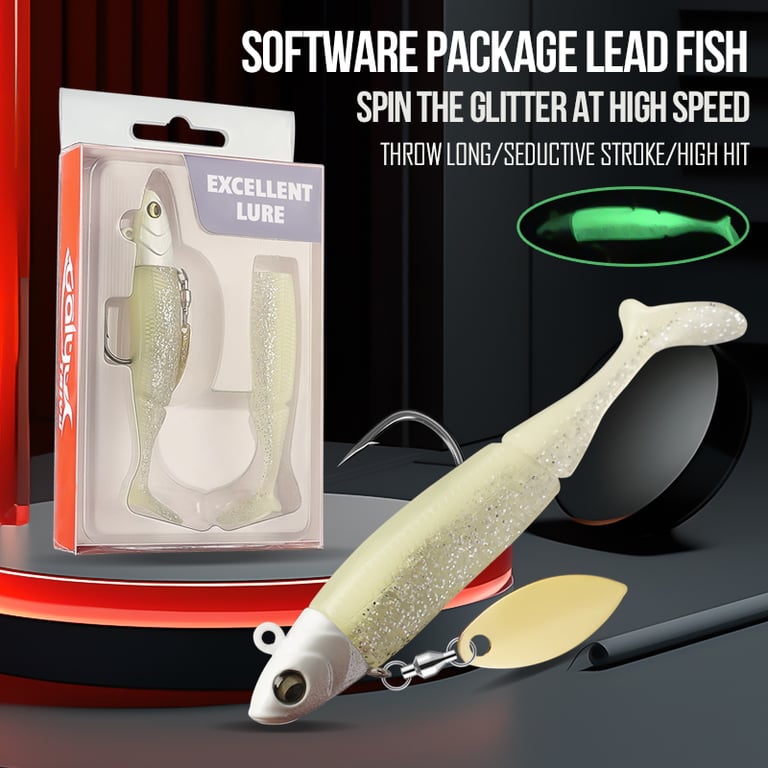 TAIYU Hot Sale Fishing Lures Set - Durable Silicone Soft Lure with 20g Jig Head T-tail Design for Pike, Trout, Bass - Realistic Wobbler Action Metal Spinner Spoon Bait - Versatile Casting, Trolling, Jigging - Bright Colors, Lifelike Eyes, Enhanced Visibility - Effective Results Guaranteed