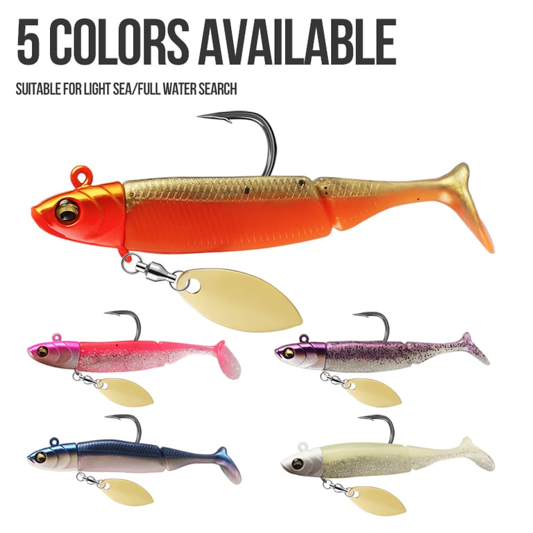 TAIYU Hot Sale Fishing Lures Set - Durable Silicone Soft Lure with 20g Jig Head T-tail Design for Pike, Trout, Bass - Realistic Wobbler Action Metal Spinner Spoon Bait - Versatile Casting, Trolling, Jigging - Bright Colors, Lifelike Eyes, Enhanced Visibility - Effective Results Guaranteed
