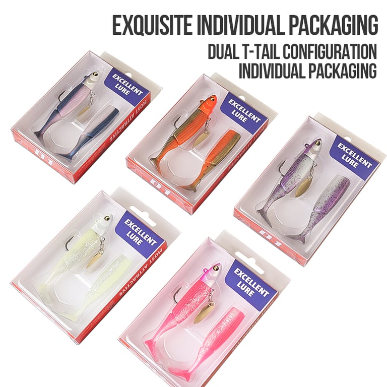 TAIYU Hot Sale Fishing Lures Set - Durable Silicone Soft Lure with 20g Jig Head T-tail Design for Pike, Trout, Bass - Realistic Wobbler Action Metal Spinner Spoon Bait - Versatile Casting, Trolling, Jigging - Bright Colors, Lifelike Eyes, Enhanced Visibility - Effective Results Guaranteed