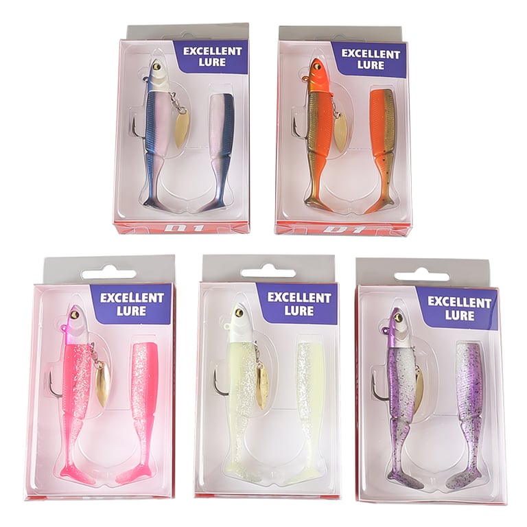 TAIYU Hot Sale Fishing Lures Set - Durable Silicone Soft Lure with 20g Jig Head T-tail Design for Pike, Trout, Bass - Realistic Wobbler Action Metal Spinner Spoon Bait - Versatile Casting, Trolling, Jigging - Bright Colors, Lifelike Eyes, Enhanced Visibility - Effective Results Guaranteed