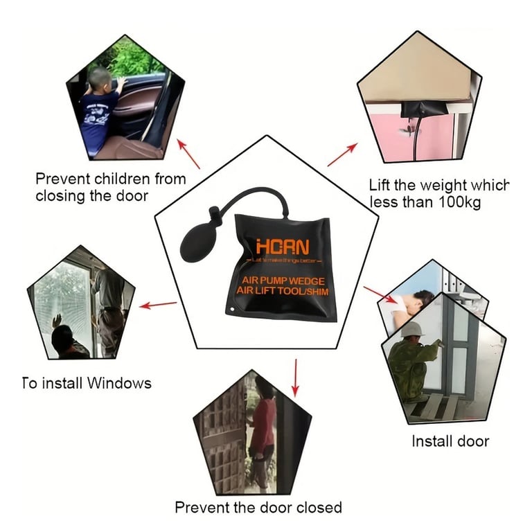 Durable Air Pump Wedge for Car Door and Window Installation, Alignment, and Repair - Powerful Alignment Aid Tool with Inflatable Airbag Design for Easy Access - High-Quality and Long-Lasting Construction - Easy to Use in Automotive Applications