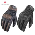 Vintage Motorcycle Gloves - Premium Genuine Leather with CE Safety Approval, Touch Screen Compatibility, Retro Design - Ideal for Road Racing Enthusiasts and Casual Riders - Durable, Protective, Comfortable, Stylish, and Timeless
