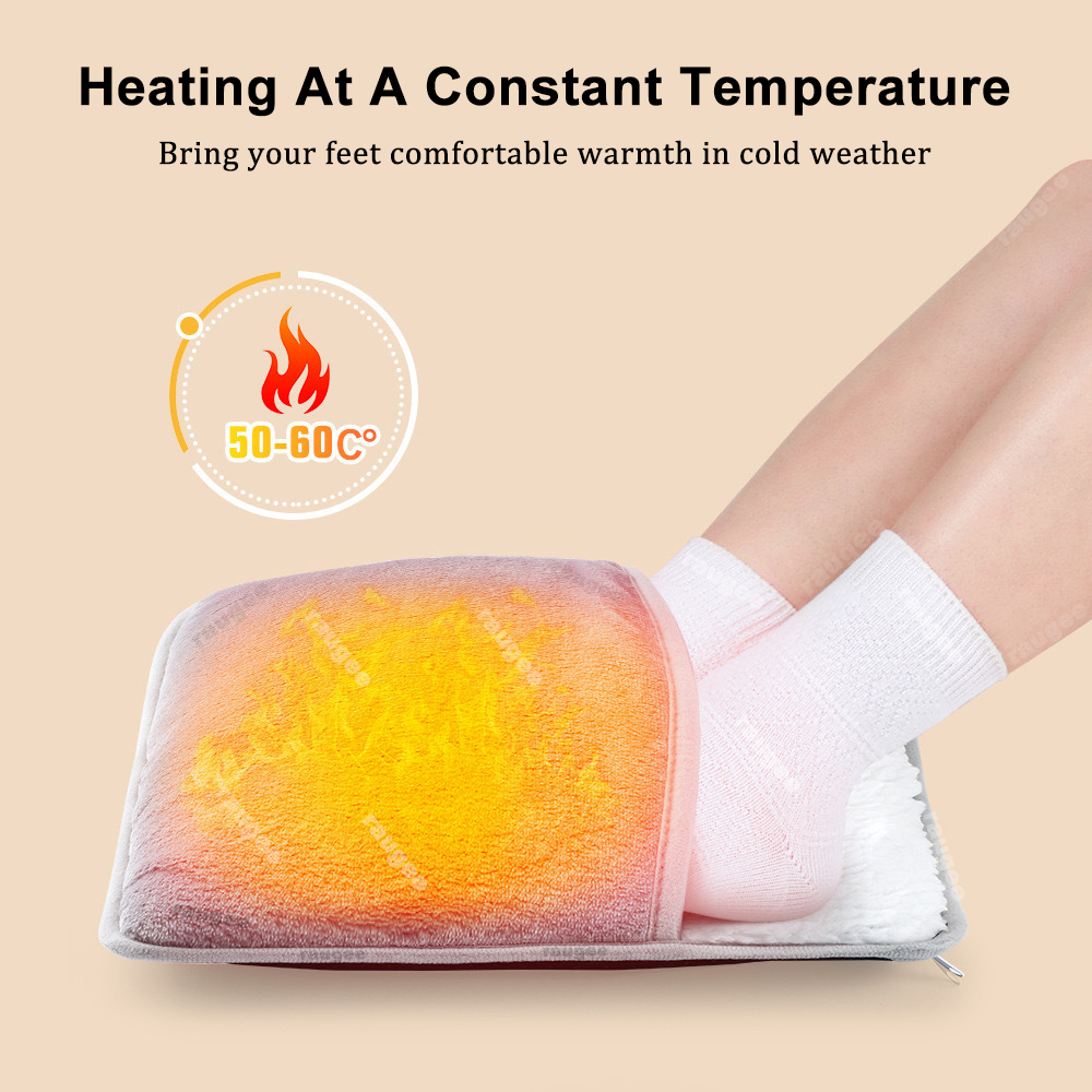 USB Foot Warmer Heater with Adjustable Temperature Settings and Plush Material - Portable Electric Heating Pad for Cozy Comfort at Home or Office - Energy Efficient and Safe with Overheat Protection - Perfect for Cold Winter Days and Traveling