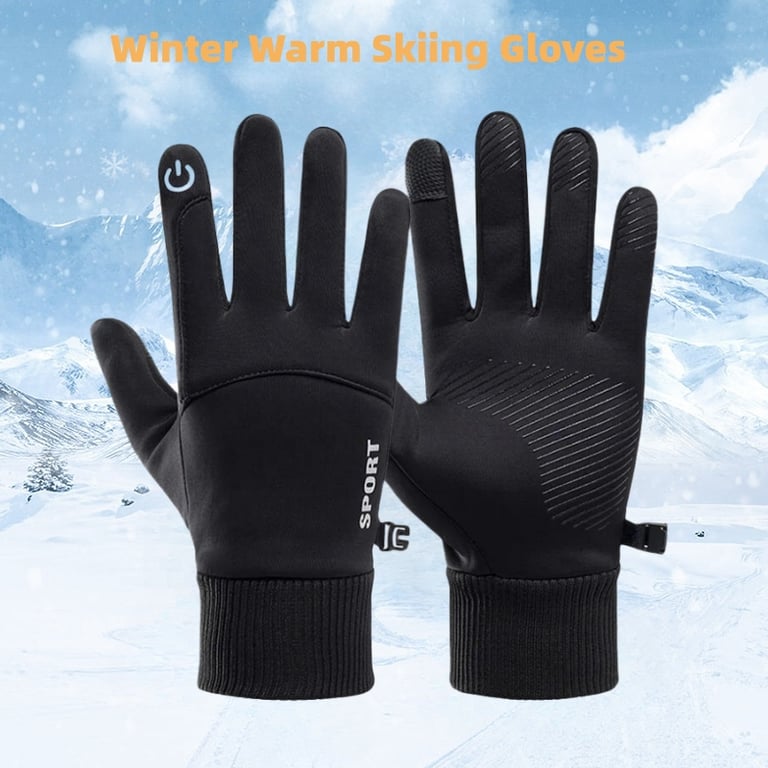 Winter Warmth Waterproof Full Finger Cycling Running Skiing Motorcycle Riding Gloves with Touch Screen Compatibility - Insulated Fleece Lining, Windproof, Durable Construction - Versatile Outdoor Sports Accessory for Men and Women