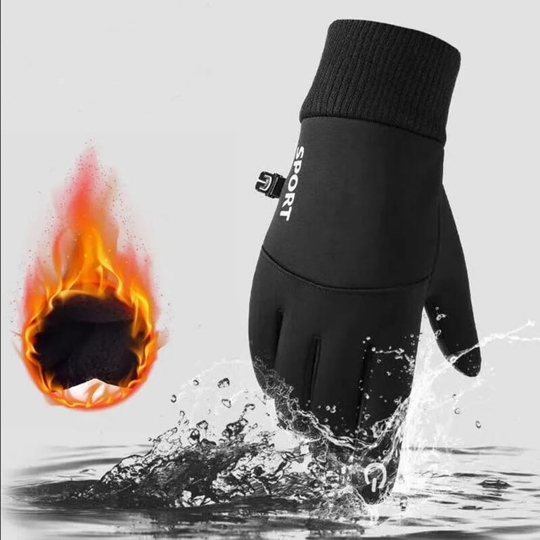 Winter Warmth Waterproof Full Finger Cycling Running Skiing Motorcycle Riding Gloves with Touch Screen Compatibility - Insulated Fleece Lining, Windproof, Durable Construction - Versatile Outdoor Sports Accessory for Men and Women