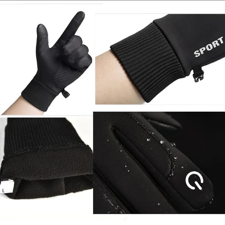 Winter Warmth Waterproof Full Finger Cycling Running Skiing Motorcycle Riding Gloves with Touch Screen Compatibility - Insulated Fleece Lining, Windproof, Durable Construction - Versatile Outdoor Sports Accessory for Men and Women
