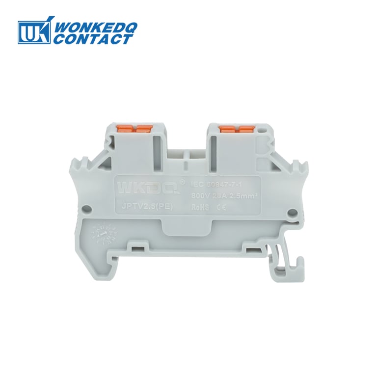 PTV 2.5 DIN Rail Terminal Block - High-Quality Side-Entry Push-In Connector for 2.5mm² Cables, Easy Installation and Compact Design for Industrial Control Systems and Power Distribution Applications