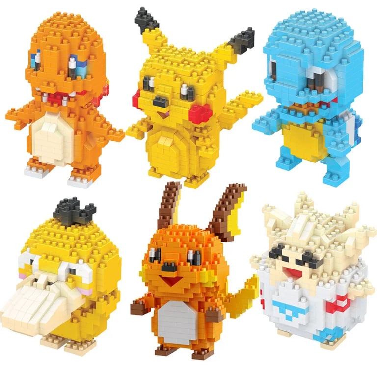 Pokemon Mini Building Block Set - DIY Collectible Dolls Toys for Kids - ABS Plastic Anime Assemble Action Figures - Pikachu, Charizard, Eevee, Mewtwo - Safe and Durable - Creative Gift for Pokemon Fans - Fine Motor Skills Development - Endless Building Fun