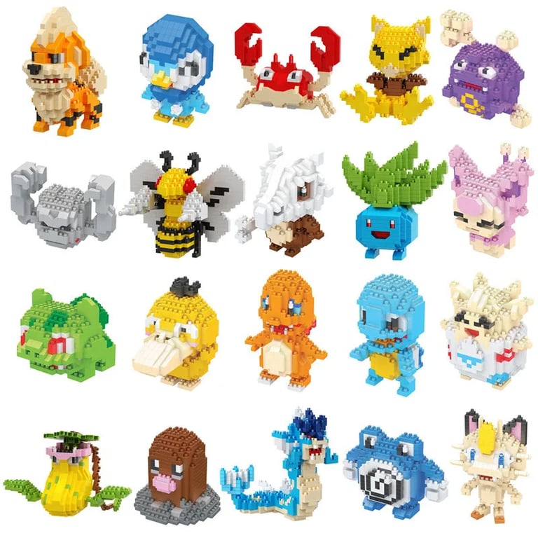 Pokemon Mini Building Block Set - DIY Collectible Dolls Toys for Kids - ABS Plastic Anime Assemble Action Figures - Pikachu, Charizard, Eevee, Mewtwo - Safe and Durable - Creative Gift for Pokemon Fans - Fine Motor Skills Development - Endless Building Fun