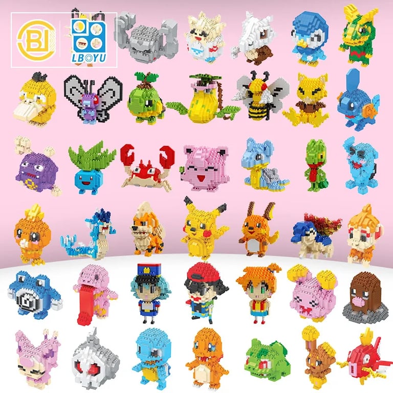 Pokemon Mini Building Block Set - DIY Collectible Dolls Toys for Kids - ABS Plastic Anime Assemble Action Figures - Pikachu, Charizard, Eevee, Mewtwo - Safe and Durable - Creative Gift for Pokemon Fans - Fine Motor Skills Development - Endless Building Fun