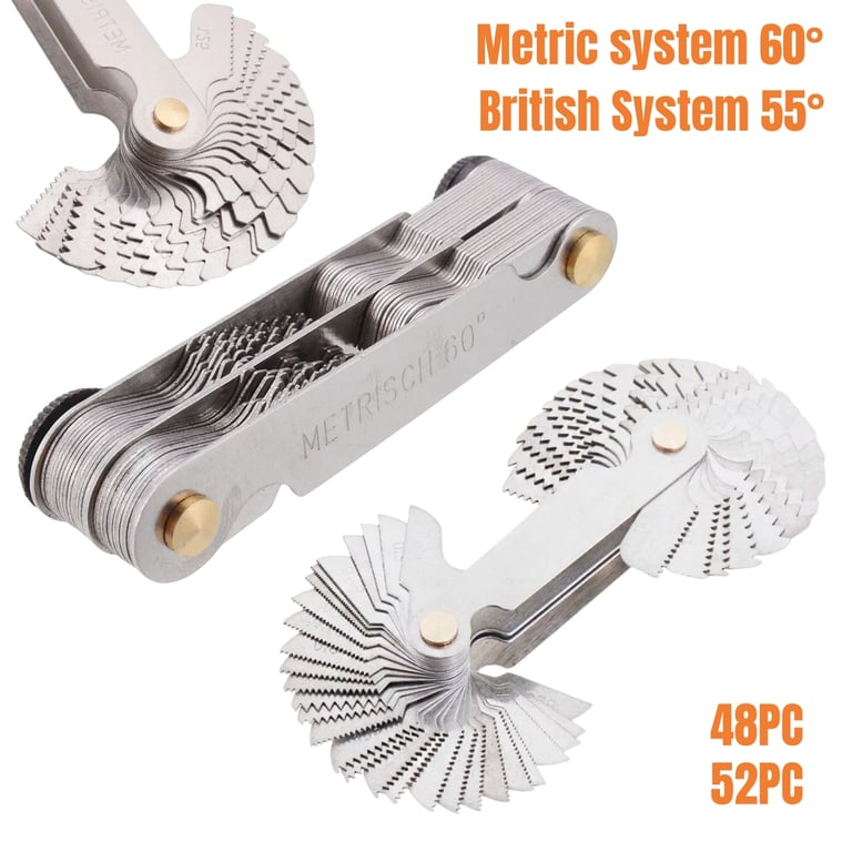 Precision Measurement Tool: 55/60 Degree Metric Inch Thread Plug Gauge Gear Tooth Screw Pitch Gauges - Dual Measurement System for Accurate Thread and Gear Measurements - Durable Construction for Industrial Use - Ergonomic Design with Easy-to-Read Markings - Ideal for Automotive, Aerospace, and Manufacturing Industries