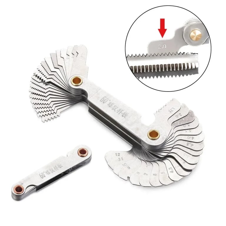 Precision Measurement Tool: 55/60 Degree Metric Inch Thread Plug Gauge Gear Tooth Screw Pitch Gauges - Dual Measurement System for Accurate Thread and Gear Measurements - Durable Construction for Industrial Use - Ergonomic Design with Easy-to-Read Markings - Ideal for Automotive, Aerospace, and Manufacturing Industries