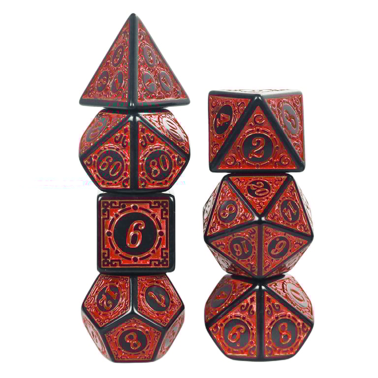 Premium Quality Polyhedral DND Dice Set with Unique Patterns and Retro Font Styles - Lightweight and Durable RPG Game Dice - Includes All Essential Dice for Dungeons and Dragons - Perfect for Tabletop Role-Playing Adventures