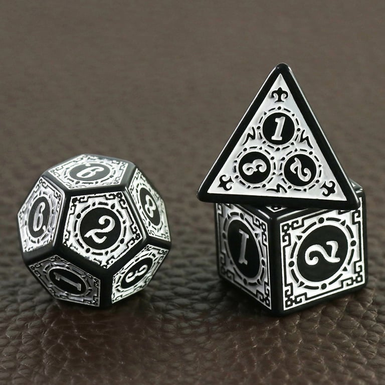 Premium Quality Polyhedral DND Dice Set with Unique Patterns and Retro Font Styles - Lightweight and Durable RPG Game Dice - Includes All Essential Dice for Dungeons and Dragons - Perfect for Tabletop Role-Playing Adventures