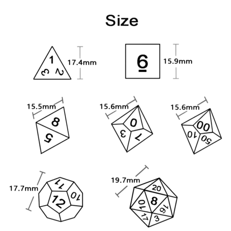 Premium Quality Polyhedral DND Dice Set with Unique Patterns and Retro Font Styles - Lightweight and Durable RPG Game Dice - Includes All Essential Dice for Dungeons and Dragons - Perfect for Tabletop Role-Playing Adventures