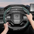 Luxury Breathable Leather Steering Wheel Cover for Peugeot Models - Non-Slip, Quick-Release, Durable Grip Enhancer for Enhanced Driving Experience - Fits 206, 208, 3008, 308, 207, 307, 2008, 508, 5008, 407, 107, Partner, Rifter, Tepee, 106, 306, Boxer, Expert, 205, Rcz, 408