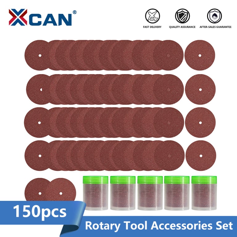 XCAN 150pcs Resin Cut off Wheel Disc Set - Durable 25mm Precision Cutting Blades for Metal, Wood, Plastic - Compatible with Dremel Rotary Tools - Efficient Grinding Wheel Design - Long-Lasting Performance for DIY, Craftsmen, Professionals - 150 Pieces for Multiple Projects