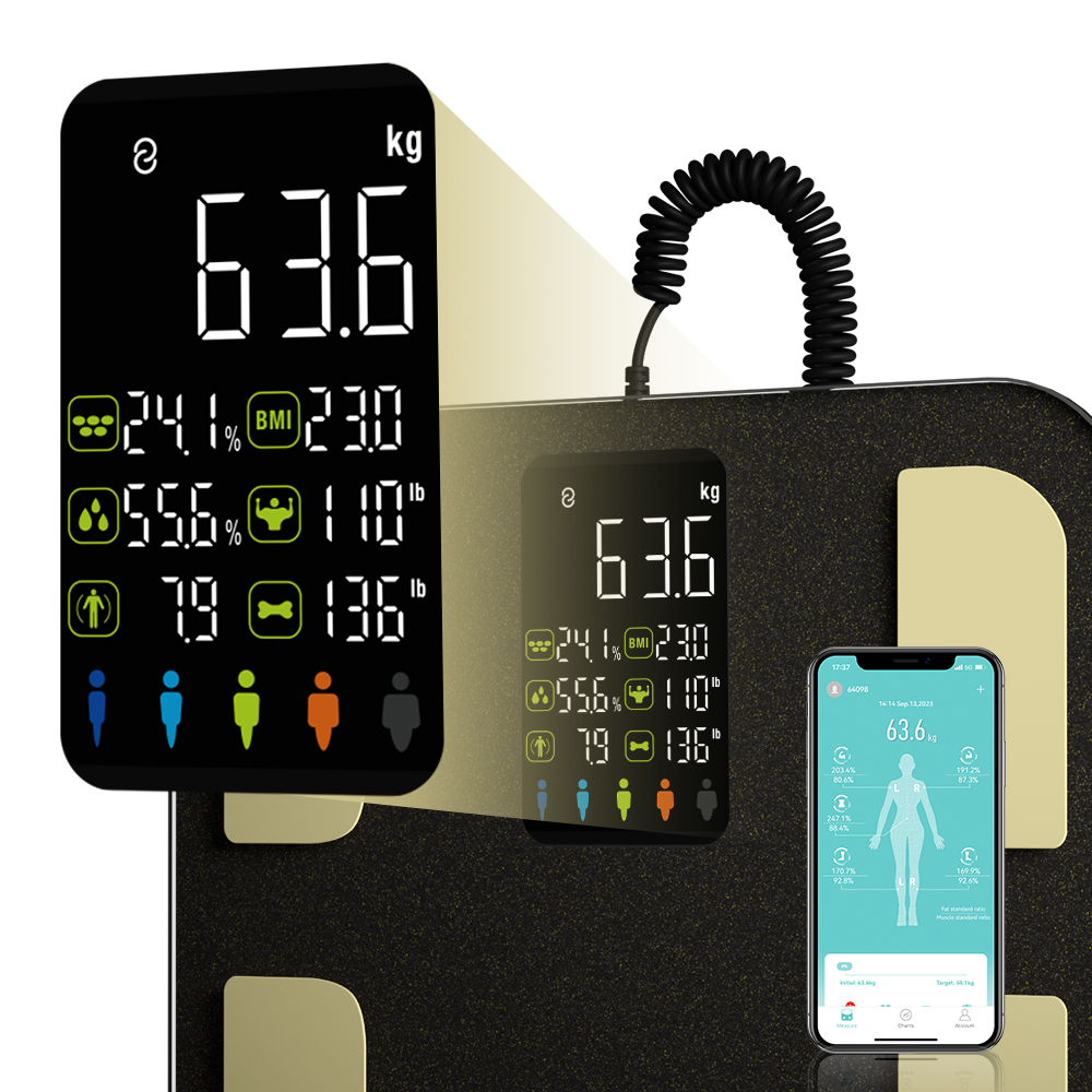 Smart Body Composition Scale with Advanced Bioimpedance Technology, Bluetooth Connectivity, Sleek Design, Easy-to-Read Display, and Multiple User Profiles - Accurately Measure Body Fat Percentage, Muscle Mass, Water Weight, and Overall Weight for Personalized Fitness Tracking and Goal Setting