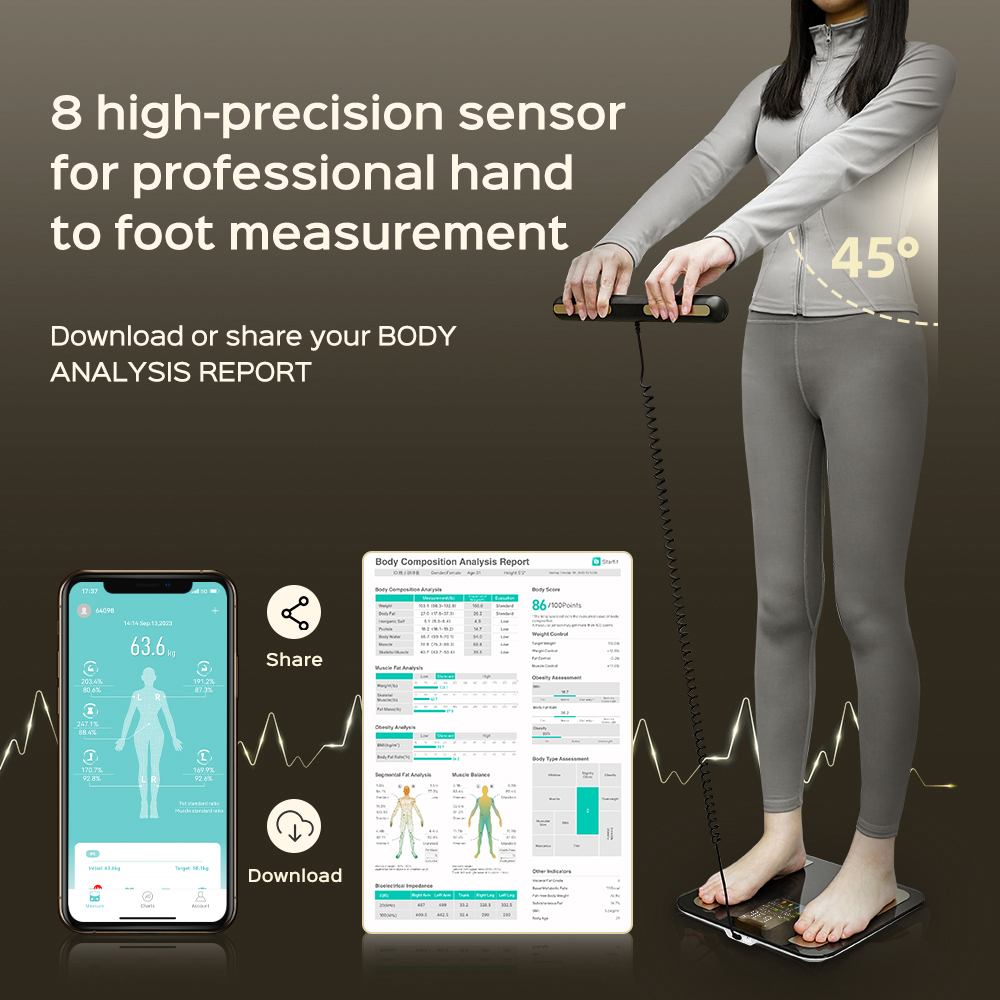 Smart Body Composition Scale with Advanced Bioimpedance Technology, Bluetooth Connectivity, Sleek Design, Easy-to-Read Display, and Multiple User Profiles - Accurately Measure Body Fat Percentage, Muscle Mass, Water Weight, and Overall Weight for Personalized Fitness Tracking and Goal Setting