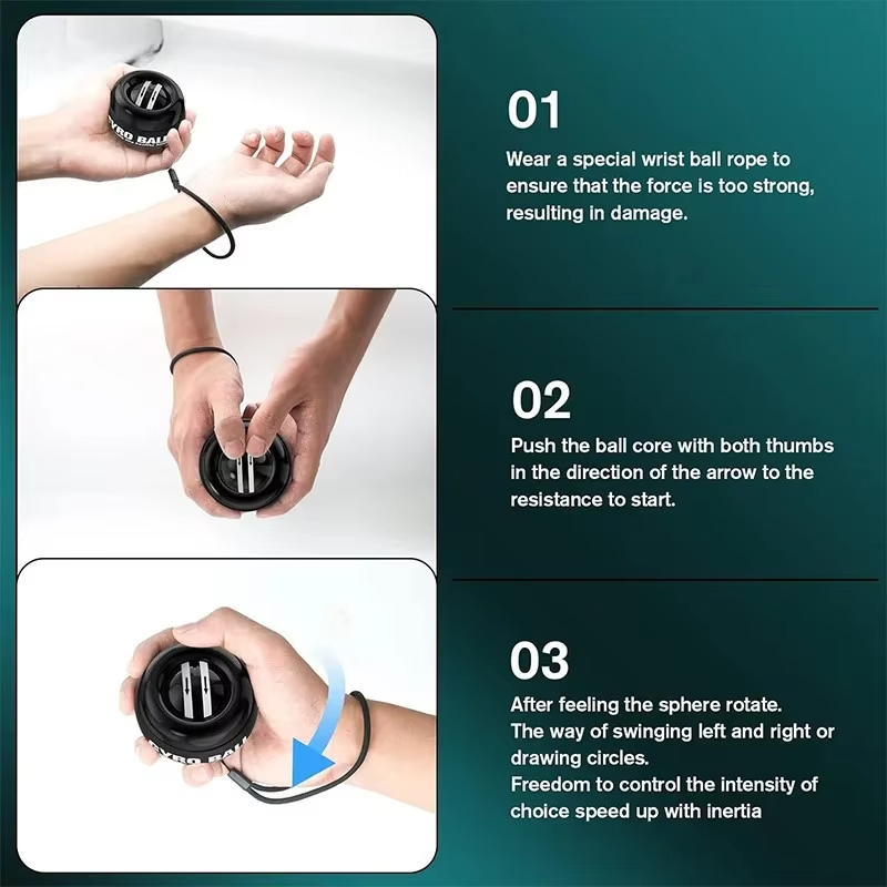 LED Powerball Wrist Trainer Ball - Self-Starting Gyroscopic Resistance Tool for Wrist and Forearm Strength, LED Lights for Fun Workout Experience, Portable and Versatile Muscle Strengthening Device for Athletes, Musicians, and Office Workers