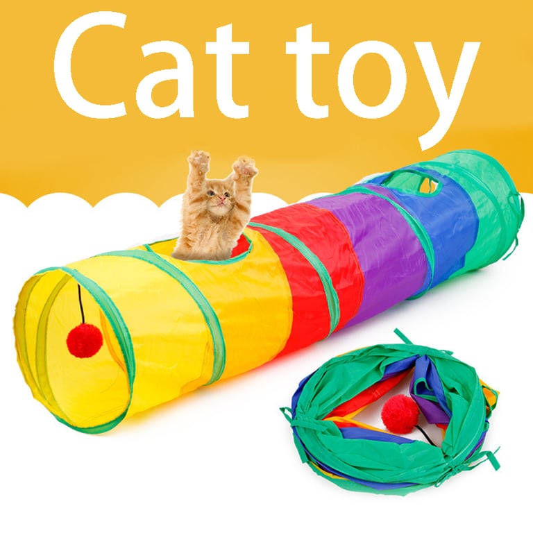 Durable Collapsible Cat Tunnel Pet Tube with Sturdy Steel Frame for Interactive Play and Exercise - Tear-Resistant Polyester Material, Easy to Clean and Maintain - Multi-Functional and Versatile Toy for Indoor and Outdoor Use, Promotes Physical and Mental Stimulation