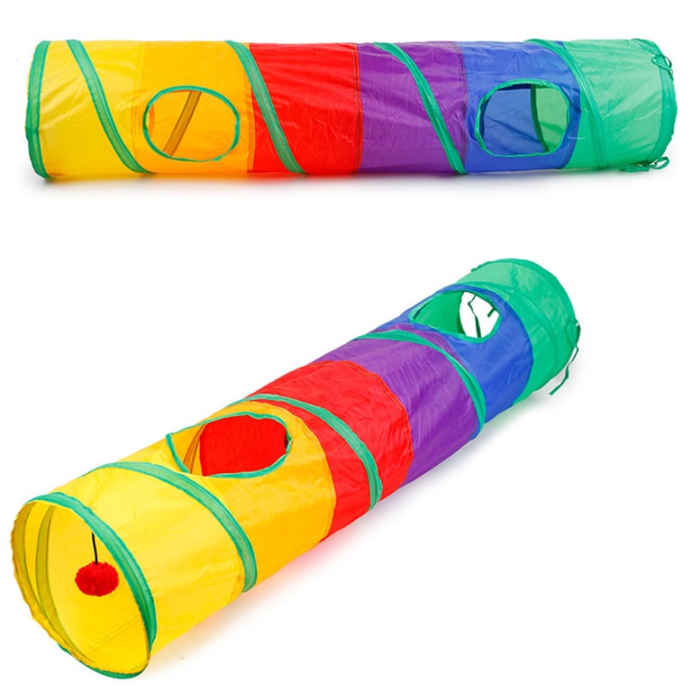 Durable Collapsible Cat Tunnel Pet Tube with Sturdy Steel Frame for Interactive Play and Exercise - Tear-Resistant Polyester Material, Easy to Clean and Maintain - Multi-Functional and Versatile Toy for Indoor and Outdoor Use, Promotes Physical and Mental Stimulation