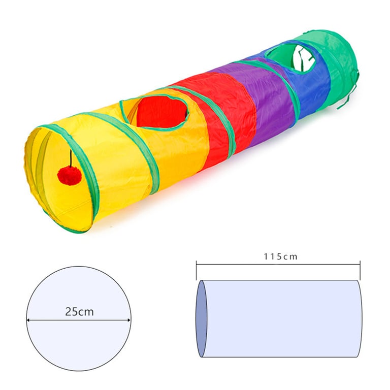 Durable Collapsible Cat Tunnel Pet Tube with Sturdy Steel Frame for Interactive Play and Exercise - Tear-Resistant Polyester Material, Easy to Clean and Maintain - Multi-Functional and Versatile Toy for Indoor and Outdoor Use, Promotes Physical and Mental Stimulation