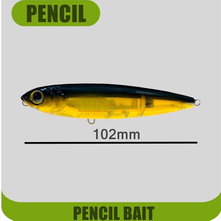 GREENSPIDER 102mm 17.5g Topwater Pencil Surface Fishing Lure for Saltwater Bass Fishing - Durable Hard Plastic Construction, Realistic 'Walk the Dog' Action, Versatile Bait for Coastal Shorelines and Offshore Reefs - Lifelike Design for Enhanced Bass Attraction and Aggressive Strikes