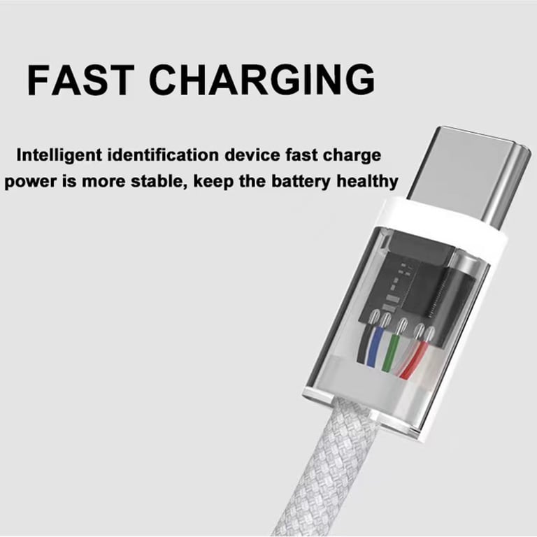 60W PD Fast Charging USB C to Type C Cable - Durable Braided Design, Tangle-Free, Wide Compatibility with iPhone 15, Android, Samsung, Huawei - Data Transfer Capabilities, Ideal for Everyday Use and Travel - Flexible Length for Easy Handling