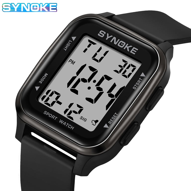 SYNOKE Outdoor Military Digital Watch for Men - Waterproof, Rugged, and Stylish Retro Design with Calendar, Alarm, Stopwatch, and Backlight - Luminous Hands and Markers for Low-Light Visibility - Durable Construction for Outdoor Adventures - Comfortable Adjustable Strap and Lightweight Design