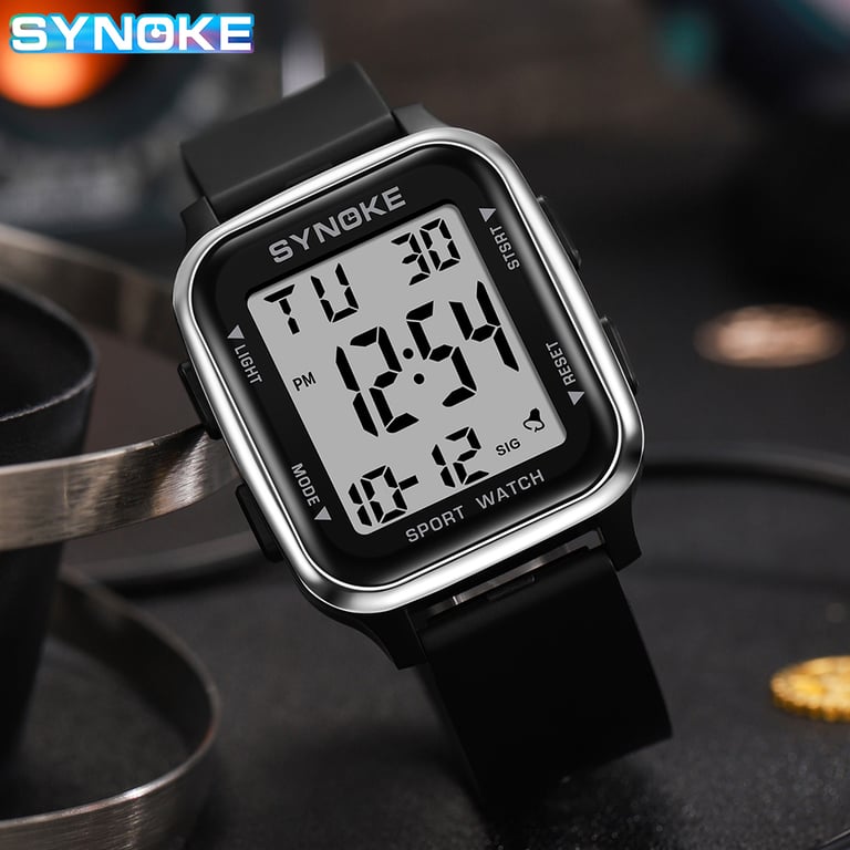 SYNOKE Outdoor Military Digital Watch for Men - Waterproof, Rugged, and Stylish Retro Design with Calendar, Alarm, Stopwatch, and Backlight - Luminous Hands and Markers for Low-Light Visibility - Durable Construction for Outdoor Adventures - Comfortable Adjustable Strap and Lightweight Design
