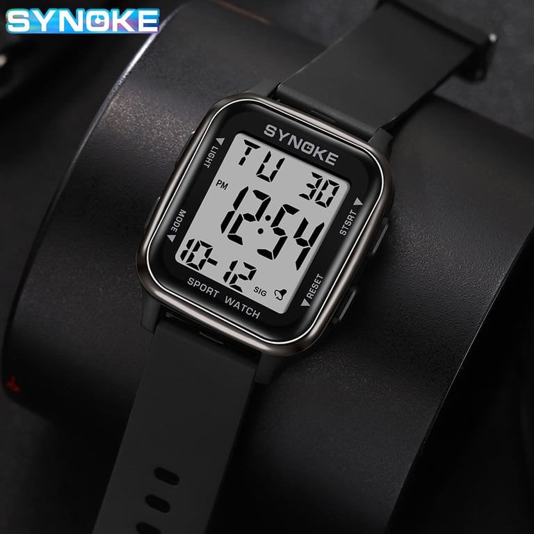 SYNOKE Outdoor Military Digital Watch for Men - Waterproof, Rugged, and Stylish Retro Design with Calendar, Alarm, Stopwatch, and Backlight - Luminous Hands and Markers for Low-Light Visibility - Durable Construction for Outdoor Adventures - Comfortable Adjustable Strap and Lightweight Design