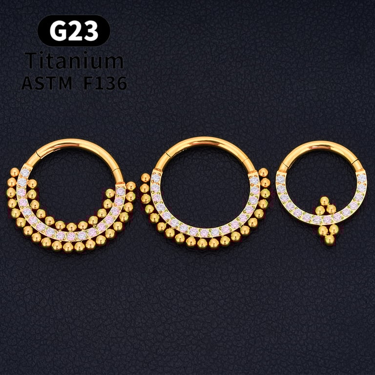 High-Quality G23 Titanium D Shape Nose Ring Daith Heart Earring with CZ Stones - Hypoallergenic and Versatile Jewelry for Ear, Tragus, Cartilage, and Helix Piercings - 16G Gauge for Stylish Everyday Wear and Special Occasions