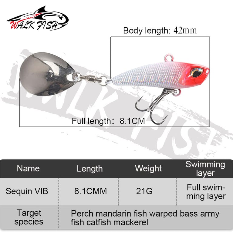 WALK FISH Spinner Bait - Premium Metal Fishing Lure with Rotating Tail Design, Versatile Weight Options, Japan Wobbler Realistic Design, Effective Trolling Bait for Pesca Enthusiasts